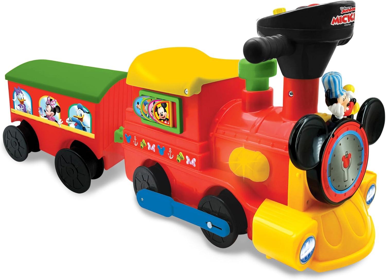 Mickey Mouse Multi-Color Battery-Powered Ride-On Train with Caboose