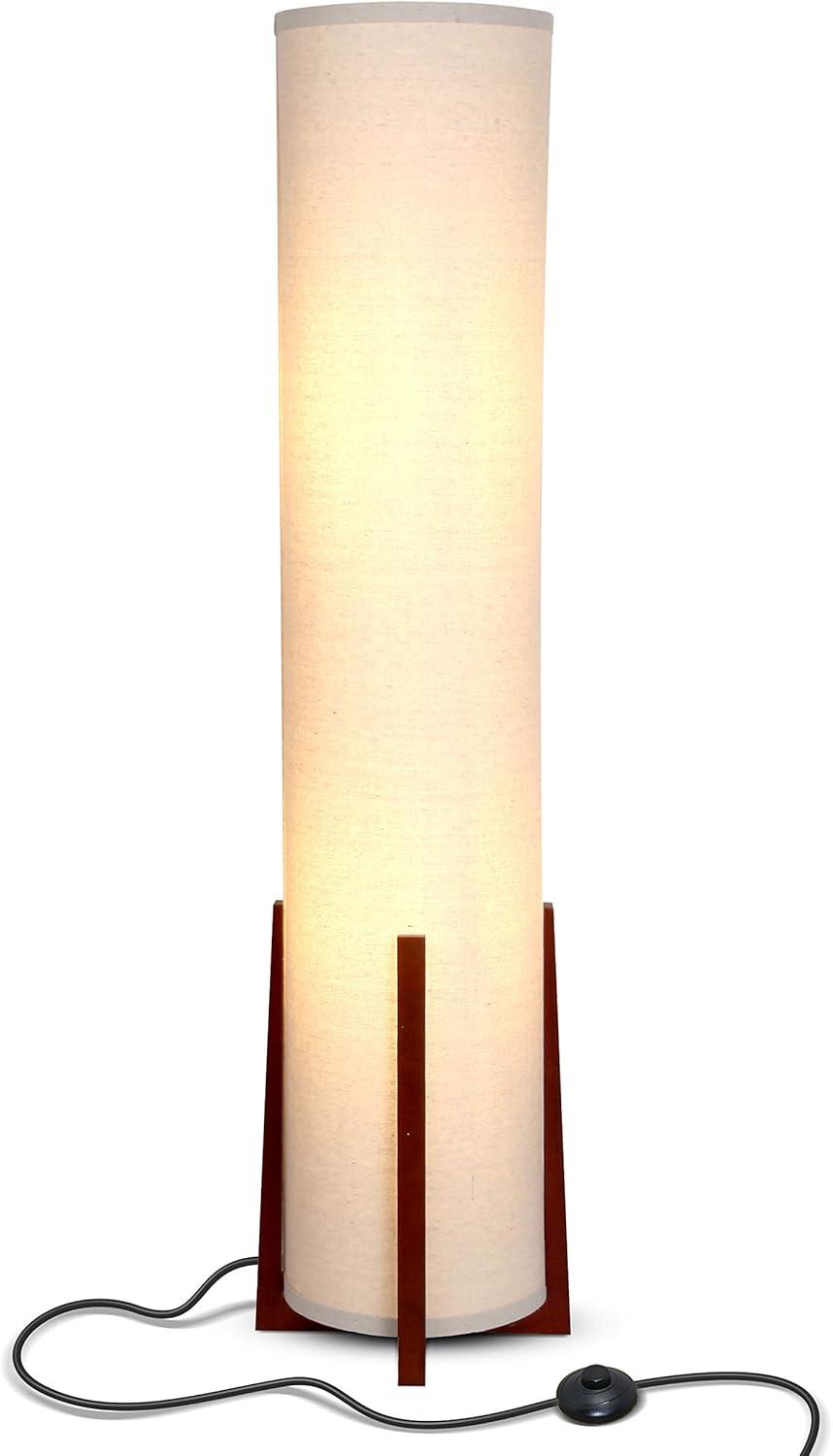 Parker 48 in. Farmhouse 2-Light LED Energy Efficient Floor Lamp with Beige Fabric Cylinder Shade