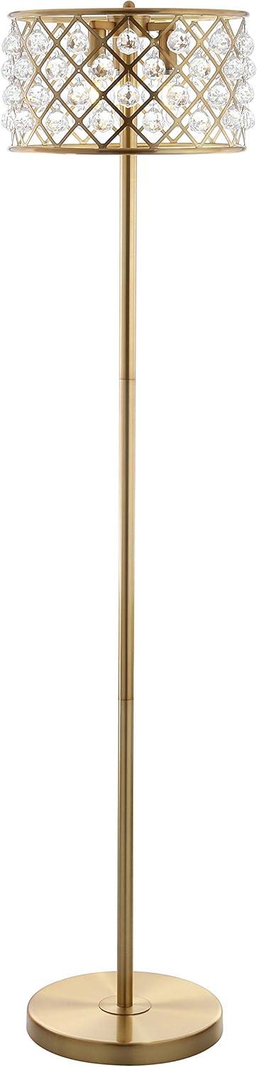 Elizabeth 60" Crystal/Metal LED Floor Lamp, Brass Gold/Clear