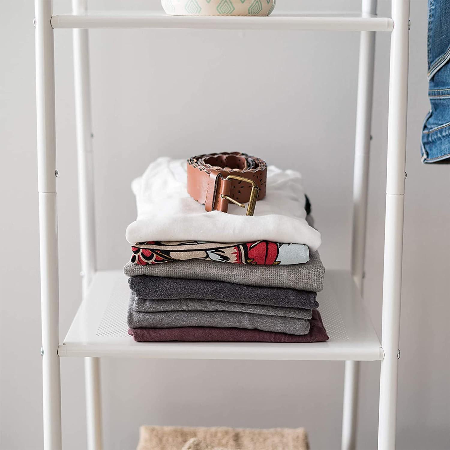 IRIS USA Clothes Rack with 4 Metal Shelves, Freestanding for Hanging Clothes, White