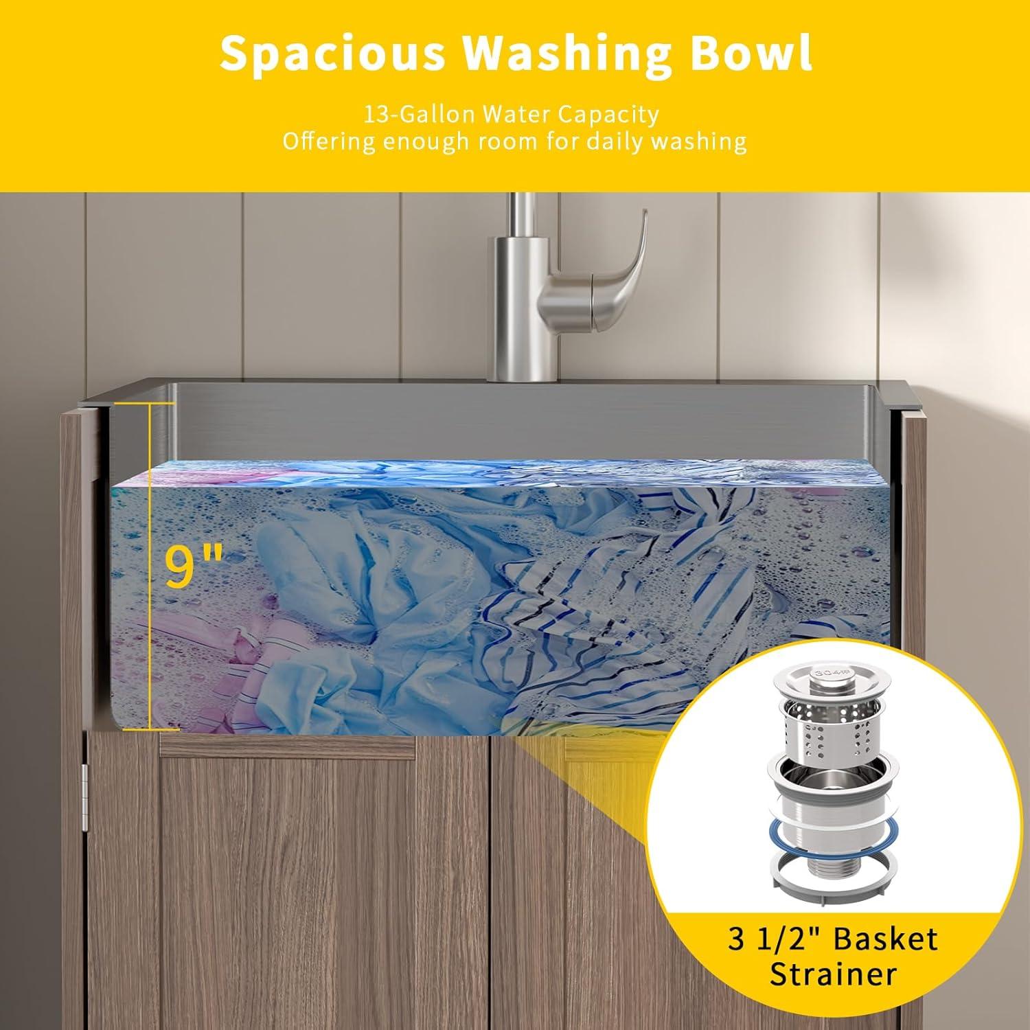 Ktaxon Gray Stainless Steel 72.6 lb Utility Sink