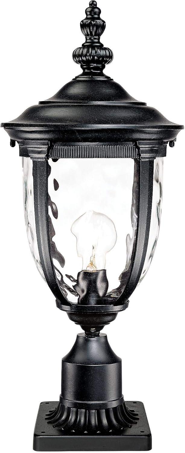 John Timberland Bellagio Rustic Post Light Textured Black with Pier Mount 22 3/4" Hammered Glass for Exterior Light Barn Deck House Porch Yard Patio