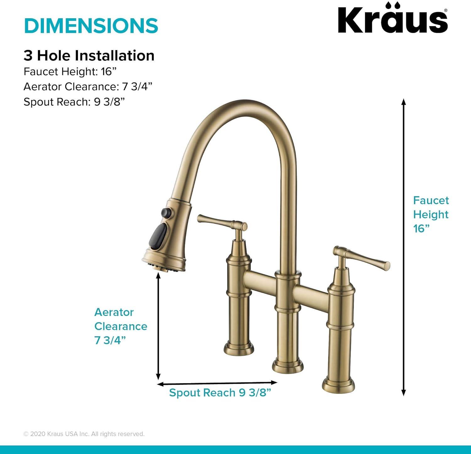 Kraus Allyn Transitional Bridge Kitchen Faucet and Water Filter Faucet Combo