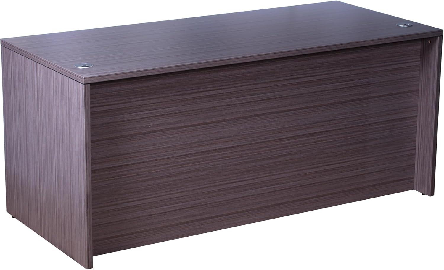 Boss Office Products Holland Series Executive U-Shaped Desk With File Storage Pedestal And Hutch, Driftwood