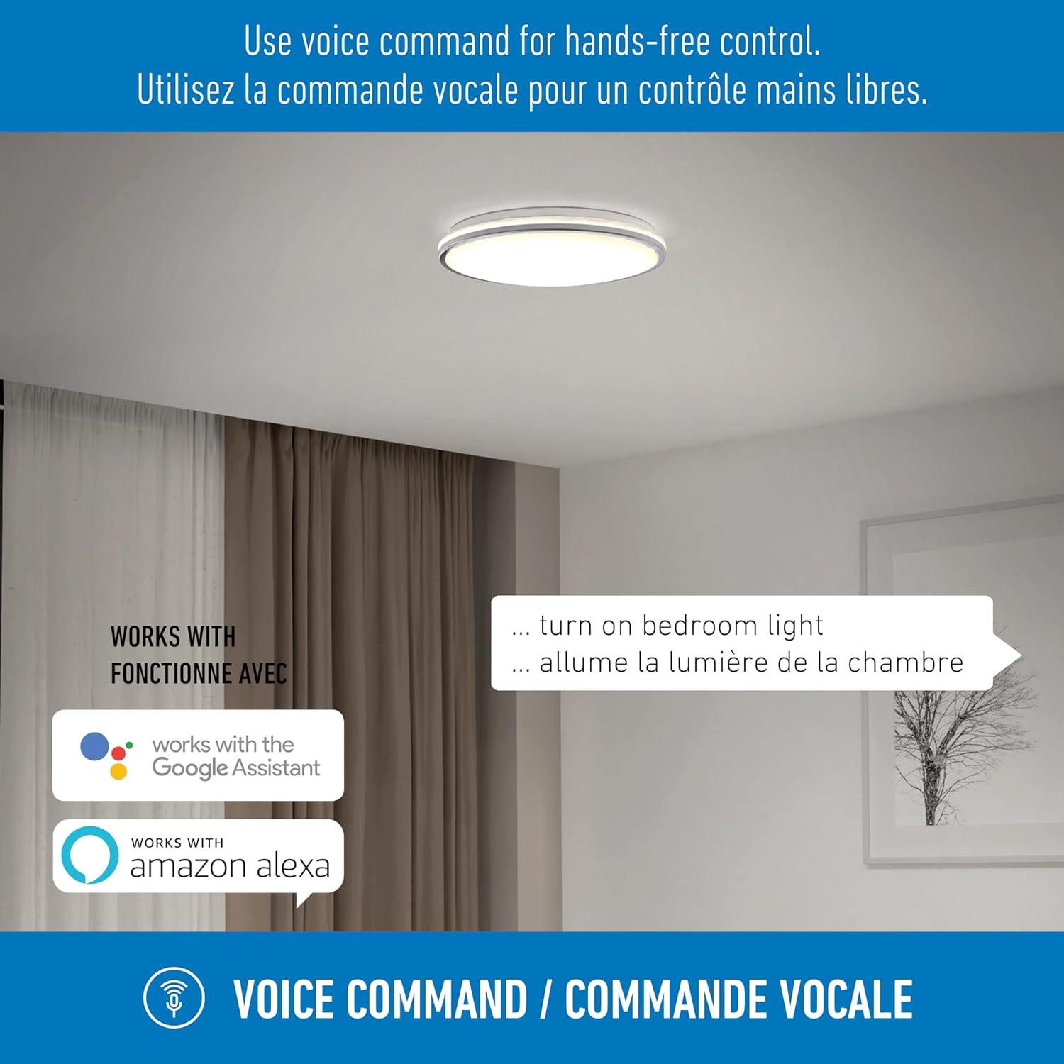 Artika Macy 30W Modern Smart LED Flush Mount Ceiling Light Wi-Fi-RGB, Silver