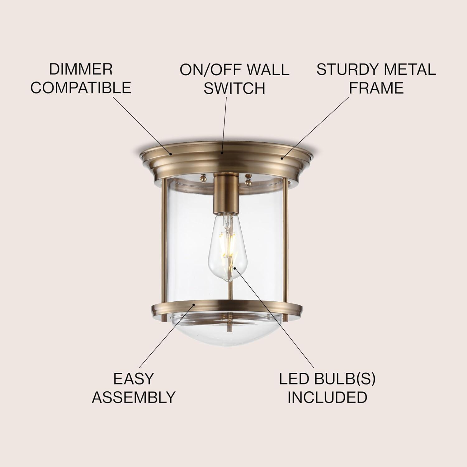 Savannah 10.25" Brass and Glass LED Flush Mount Light