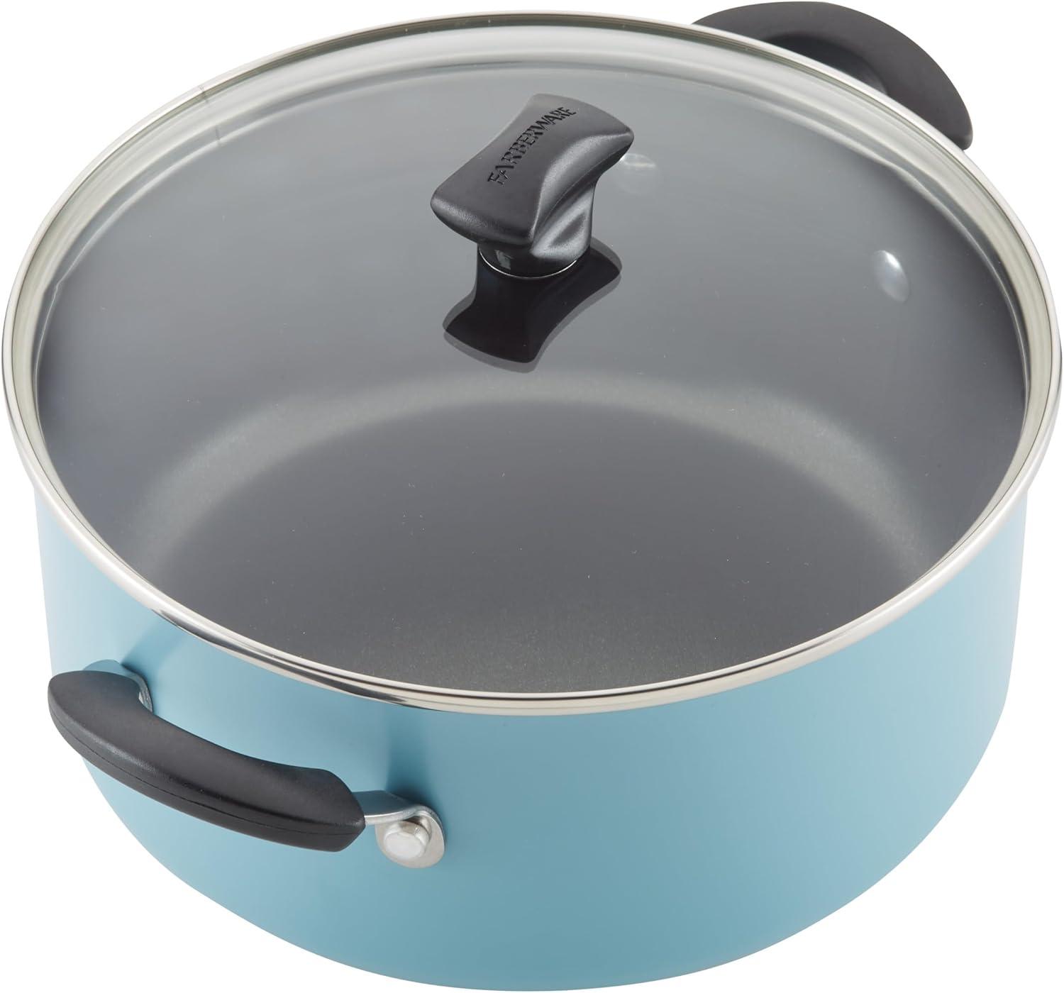 Farberware Cookstart Aluminum DiamondMax Nonstick Cookware Set, 15-Piece, Aqua