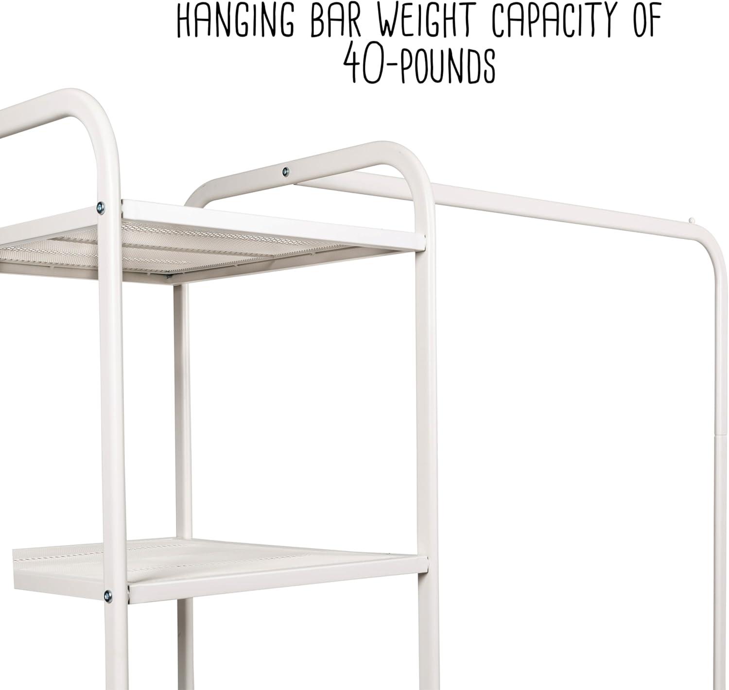 Honey-Can-Do Steel and MDF Clothing Rack with 4 Shelves, White/Ash