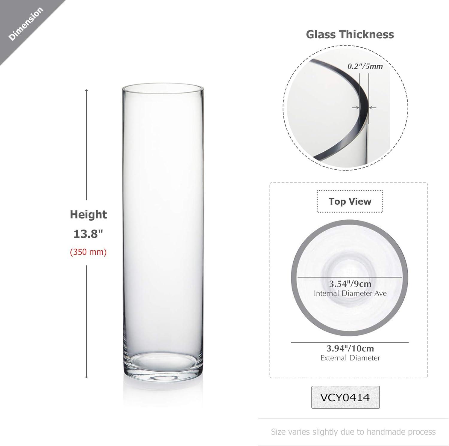 WGV International 4" Wide Clear Cylinder Glass Vase, Candle Holder, Home Accent, 1 Piece 14-inches H