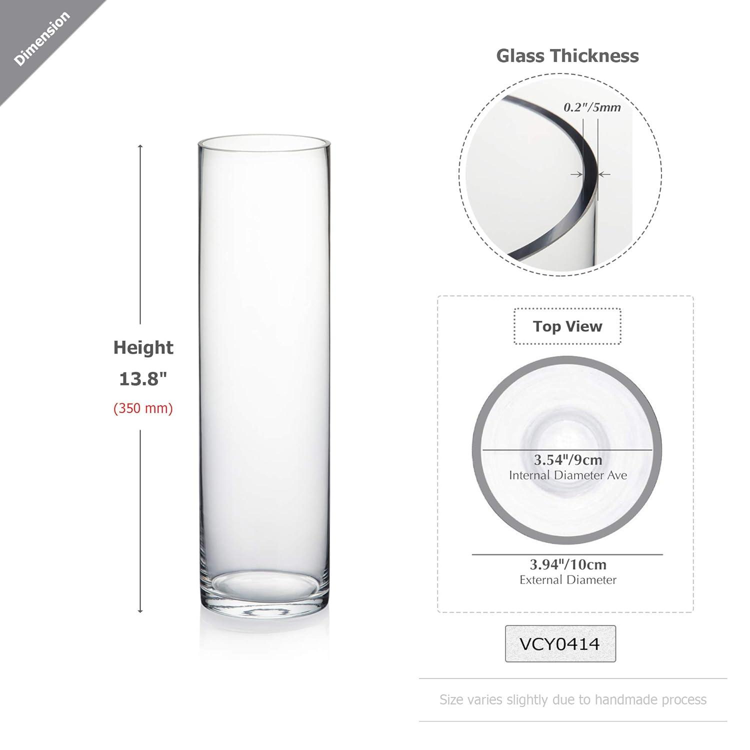 WGV International 4" Wide Clear Cylinder Glass Vase, Candle Holder, Home Accent, 1 Piece 14-inches H