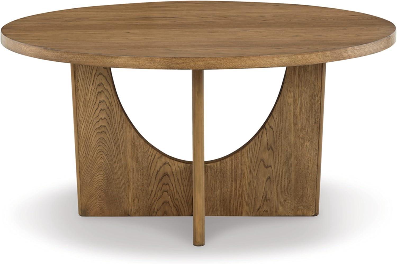 Transitional 60" Solid Oak Round Dining Table in Light Brown