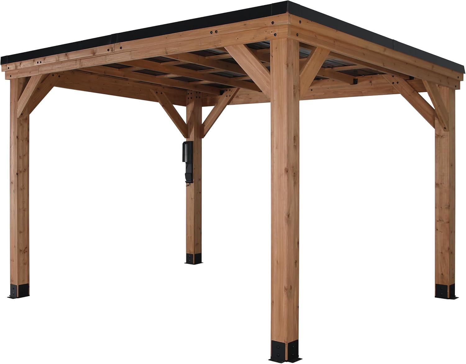 Arcadia 12' x 9.5' Cedar Wood Gazebo with Steel Roof