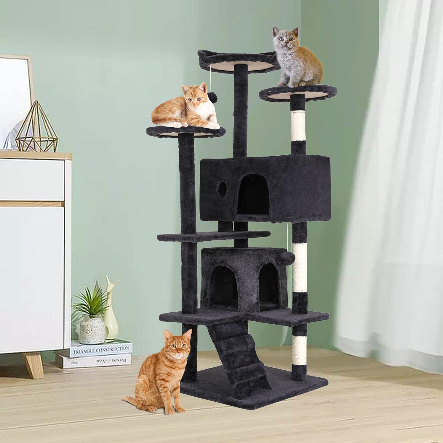 FDW 54in 70in Cat Tree Tower for Indoor Cats,Munlti-Level Cat Furiture Activity Center with Cat Scratching Posts for Kittens Pet Play House