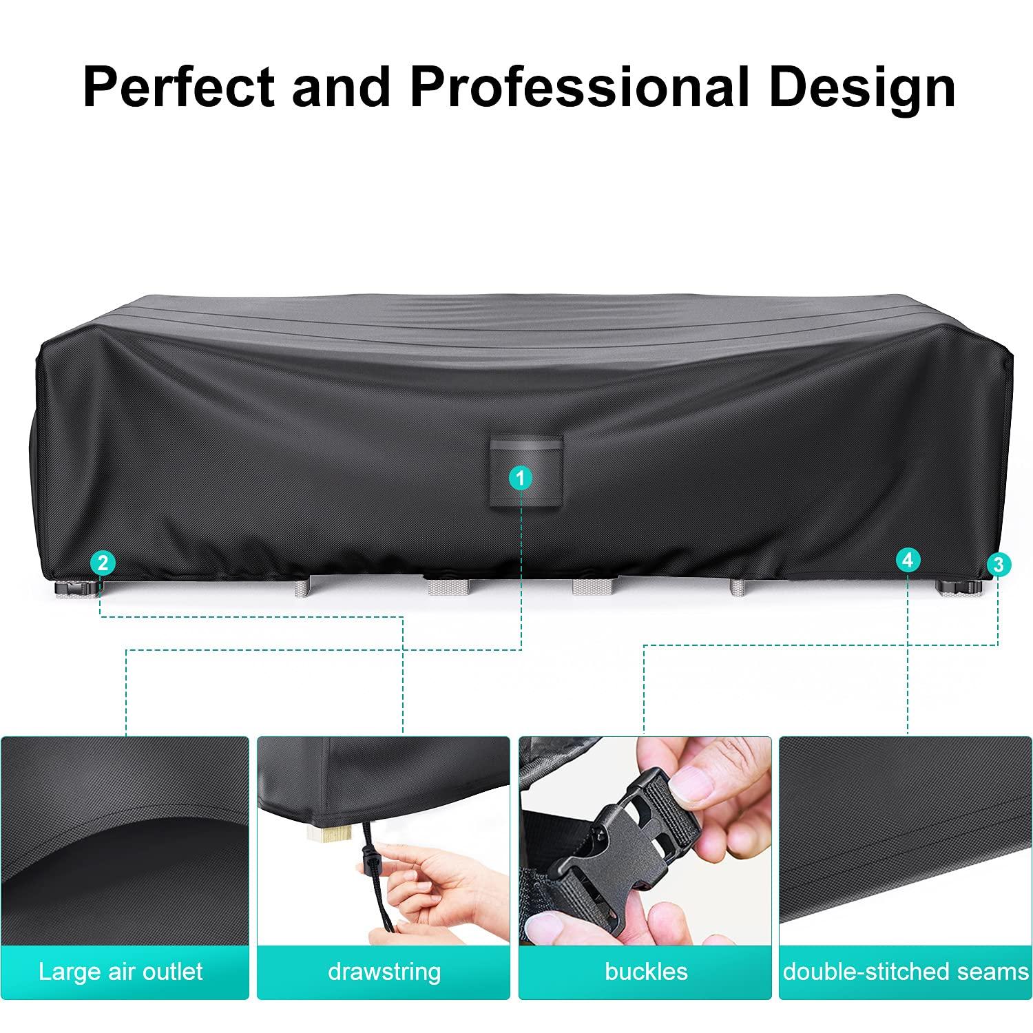 Patio Furniture Covers, Heavy Duty Outdoor Furniture Cover Waterproof, Sectional Sofa Set Covers Table and Chair Set Cover 108" L × 82" W × 28" H