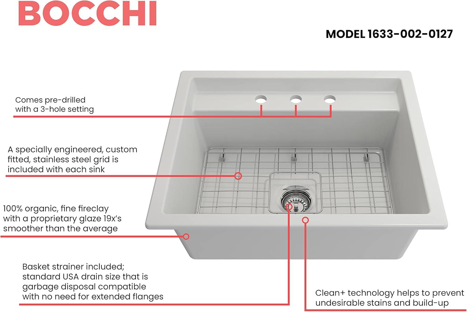 Baveno 27'' L Dual Mount Single Bowl Fireclay Kitchen Sink