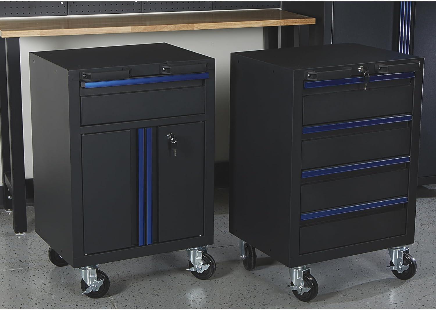 Strongway 6-Pc. Steel Garage Storage System with Drawers, Pegboard, Shelves, Tabletop, 2 Rolling Cabinets, 81.5in. x 75.7in.