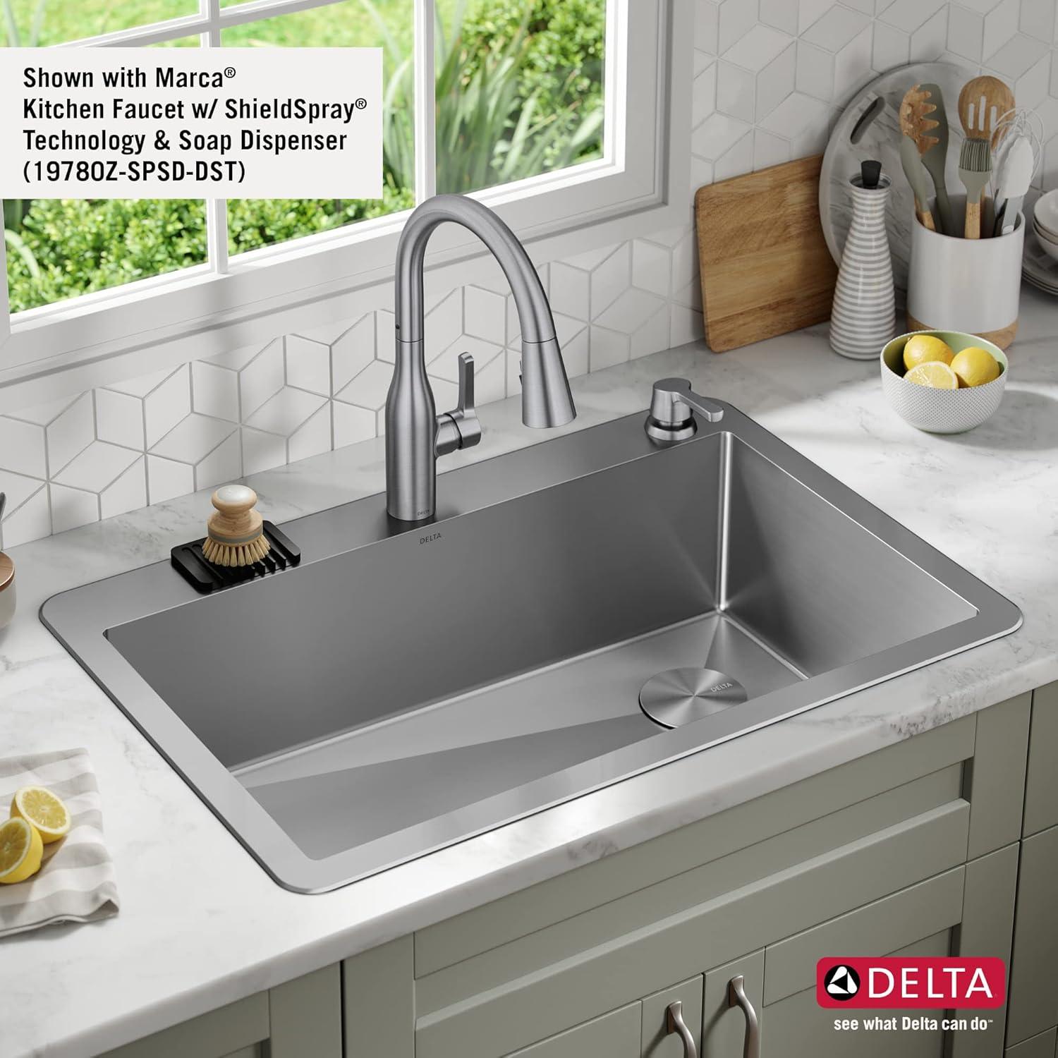 Delta Marca™ Drop-In Undermount Stainless Steel Single Bowl Kitchen Sink with Accessories