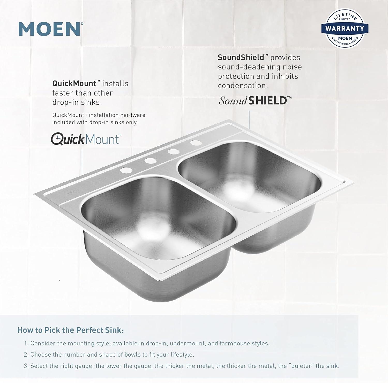 Prep 1800 Series Stainless Steel Undermount 29" x 18" Double Bowl Kitchen Sink