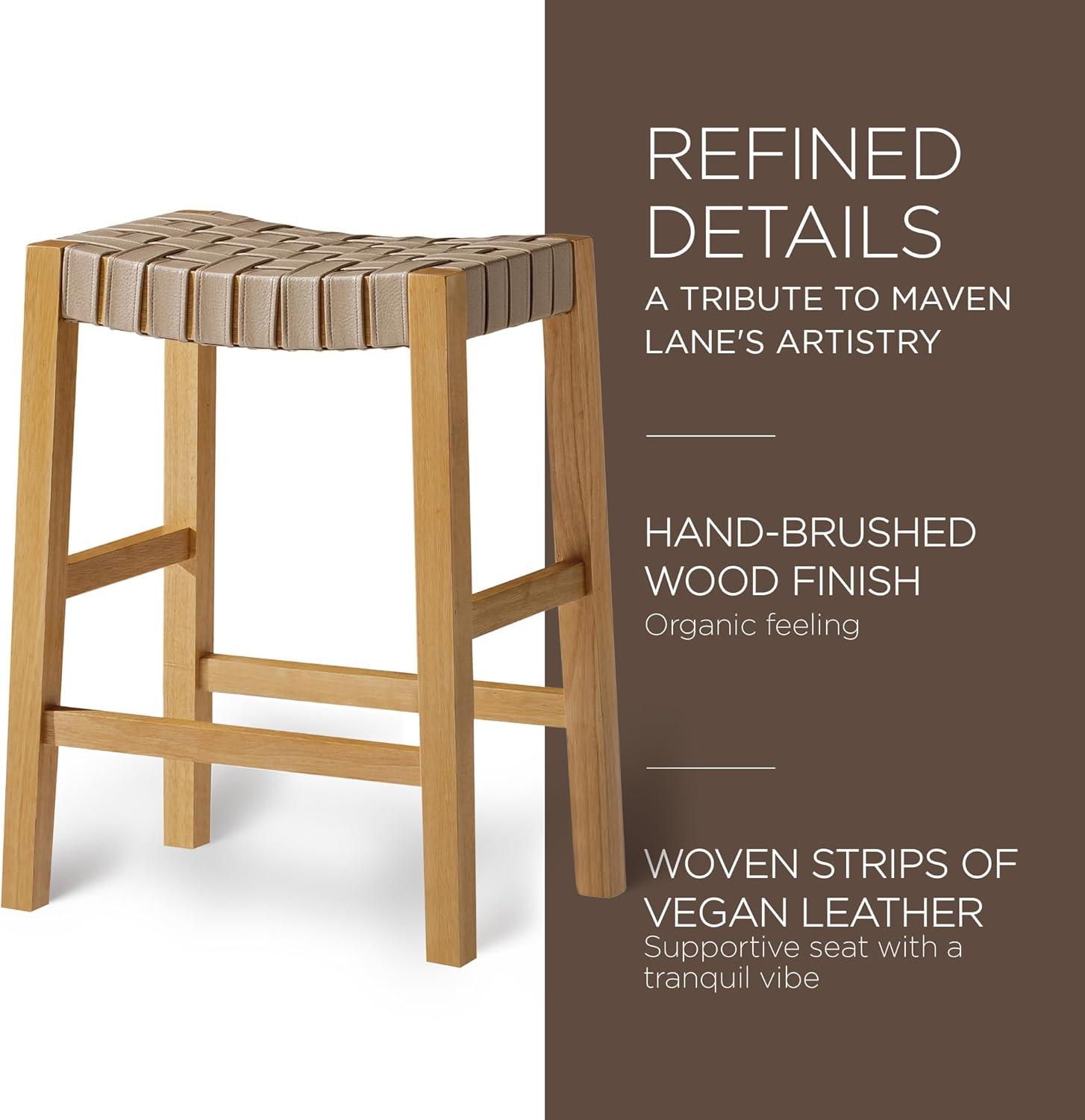 Maven Lane Emerson Kitchen Stool with Vegan Leather Upholstery