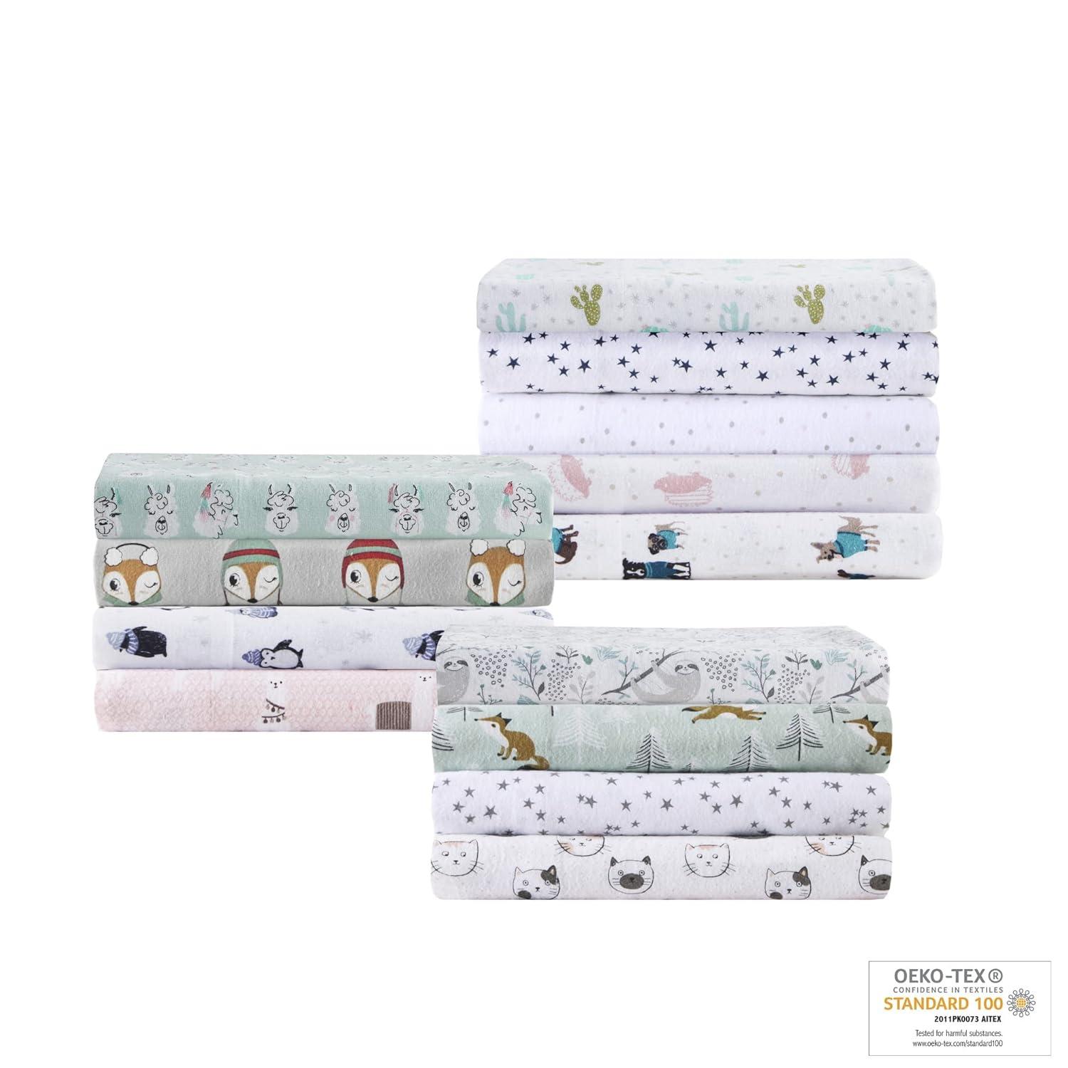 Intelligent Design Twin XL Cozy Soft Cotton Flannel Printed Sheet Set Pink Llamas