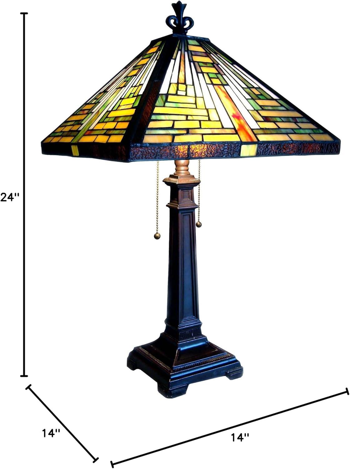 Bronze Mission Tiffany-Style Stained Glass Table Lamp