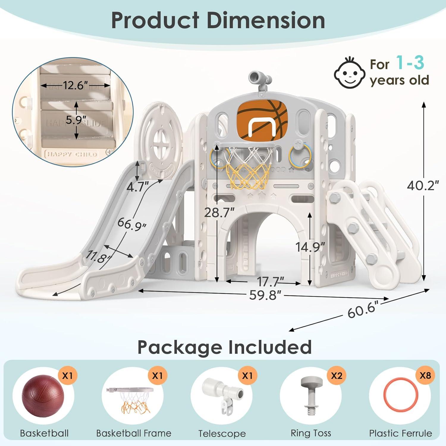 Suteck 9 in 1 Toddler Slide, Kids Slide with Climber Outdoor Indoor Slide Playset