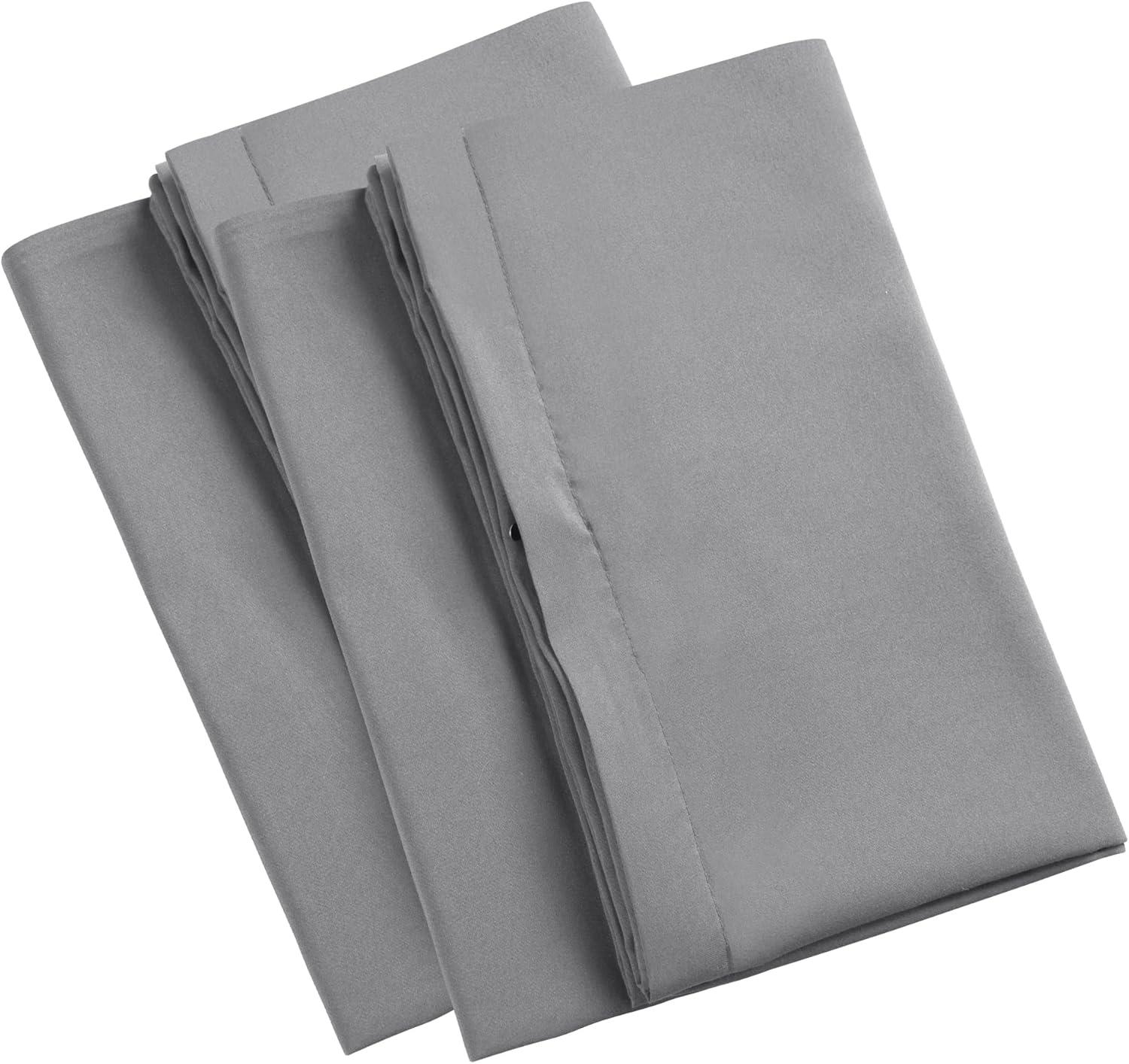 Gray Polyester Standard/Queen Zippered Pillowcases Set