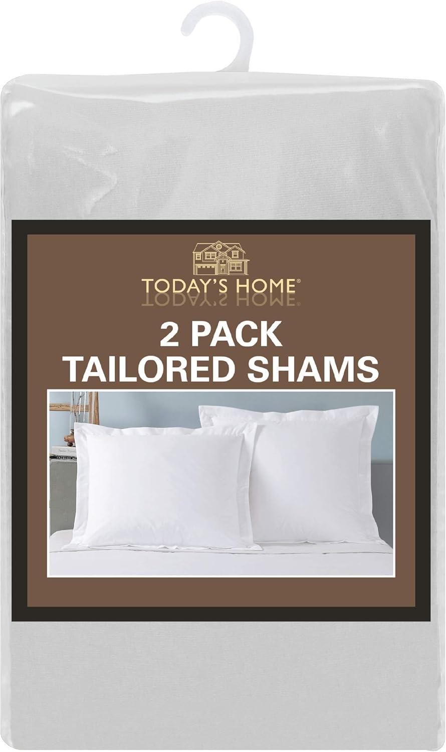 Todays Home TOH24902WHIT07 Levinsohn Basic Cotton Rich Tailored Sham with 2 in. Flange White - Standard - Pack of 2