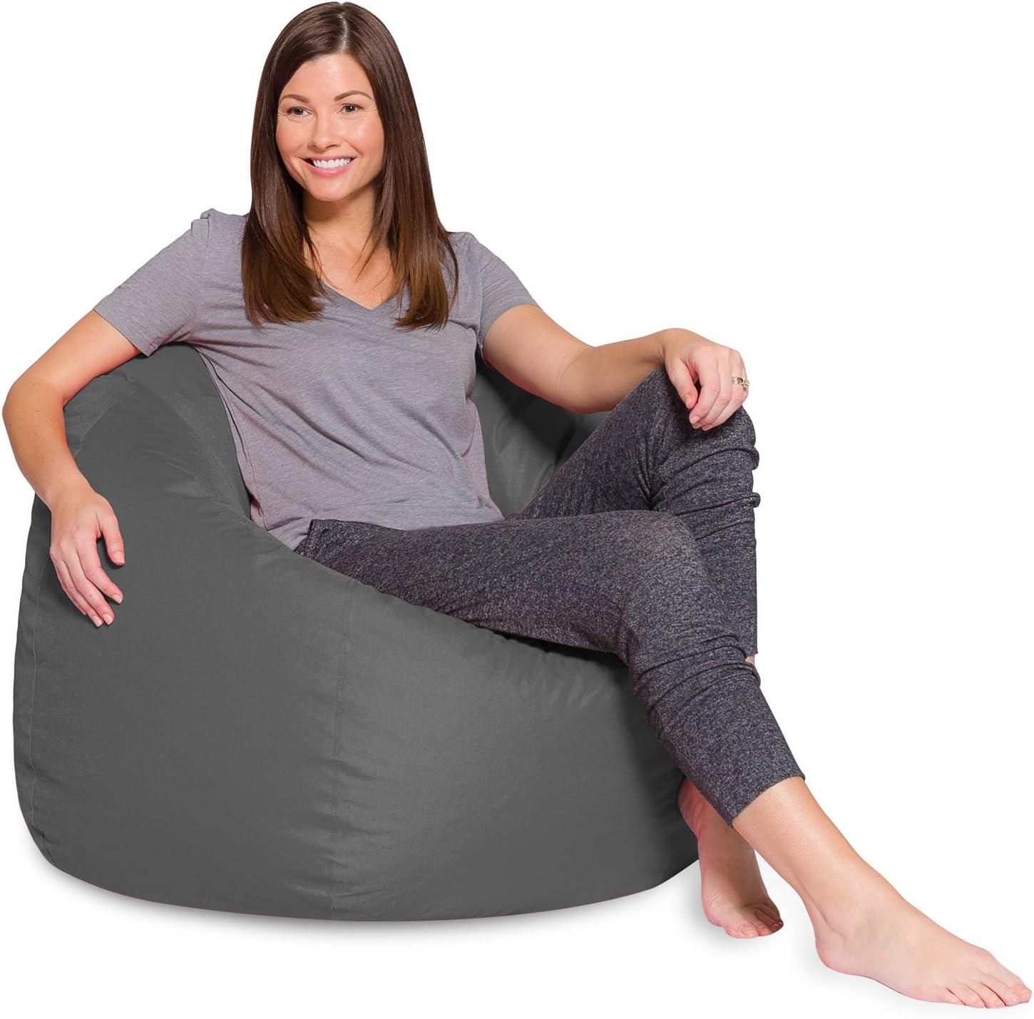 Posh Creations Bean Bag Chair, Soft Lounger, Kids, 2.25 ft, Heather Gray