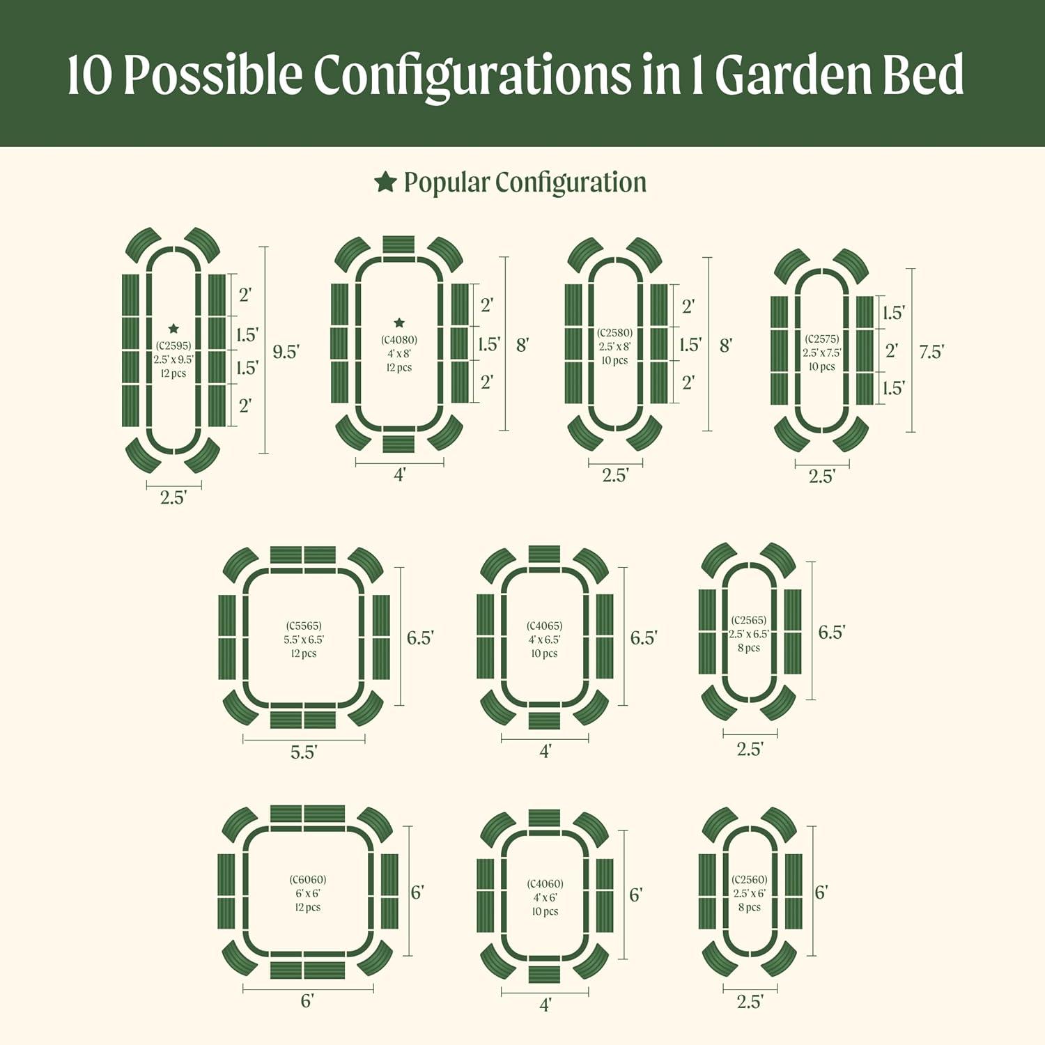 17" Tall 10 In 1 Modular Metal Outdoor Raised Garden Bed