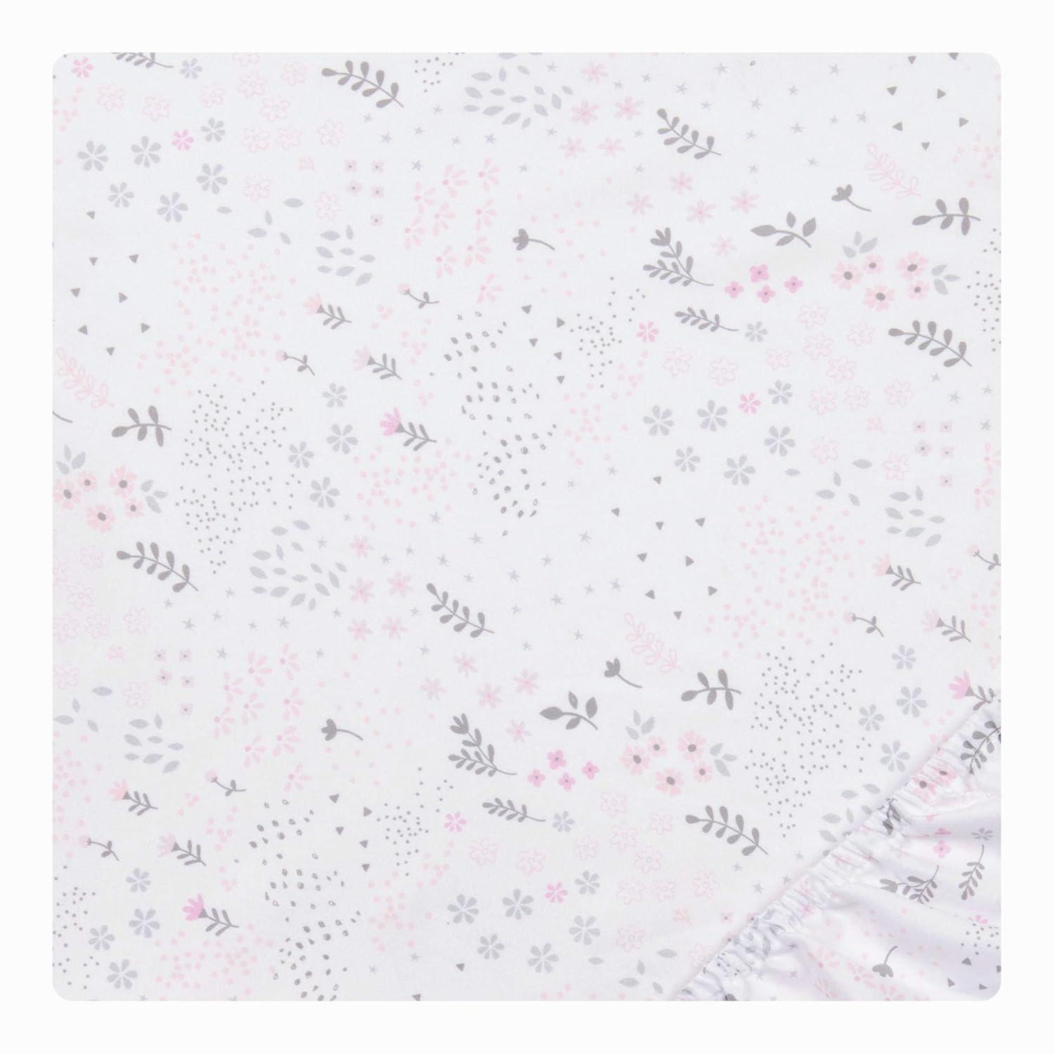 Sammy y Lou Infant Microfibra Estampada Floral Tejido Bolsillo Profundo 200 Sábanas para Cuna, Blanco, 2 Piezas