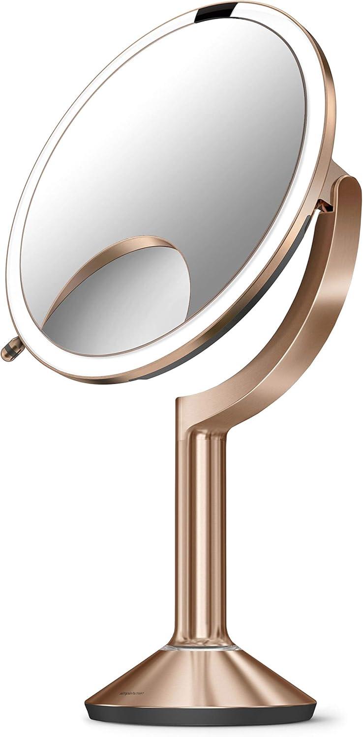 Rose Gold Stainless Steel Touch-Control Magnifying Makeup Mirror