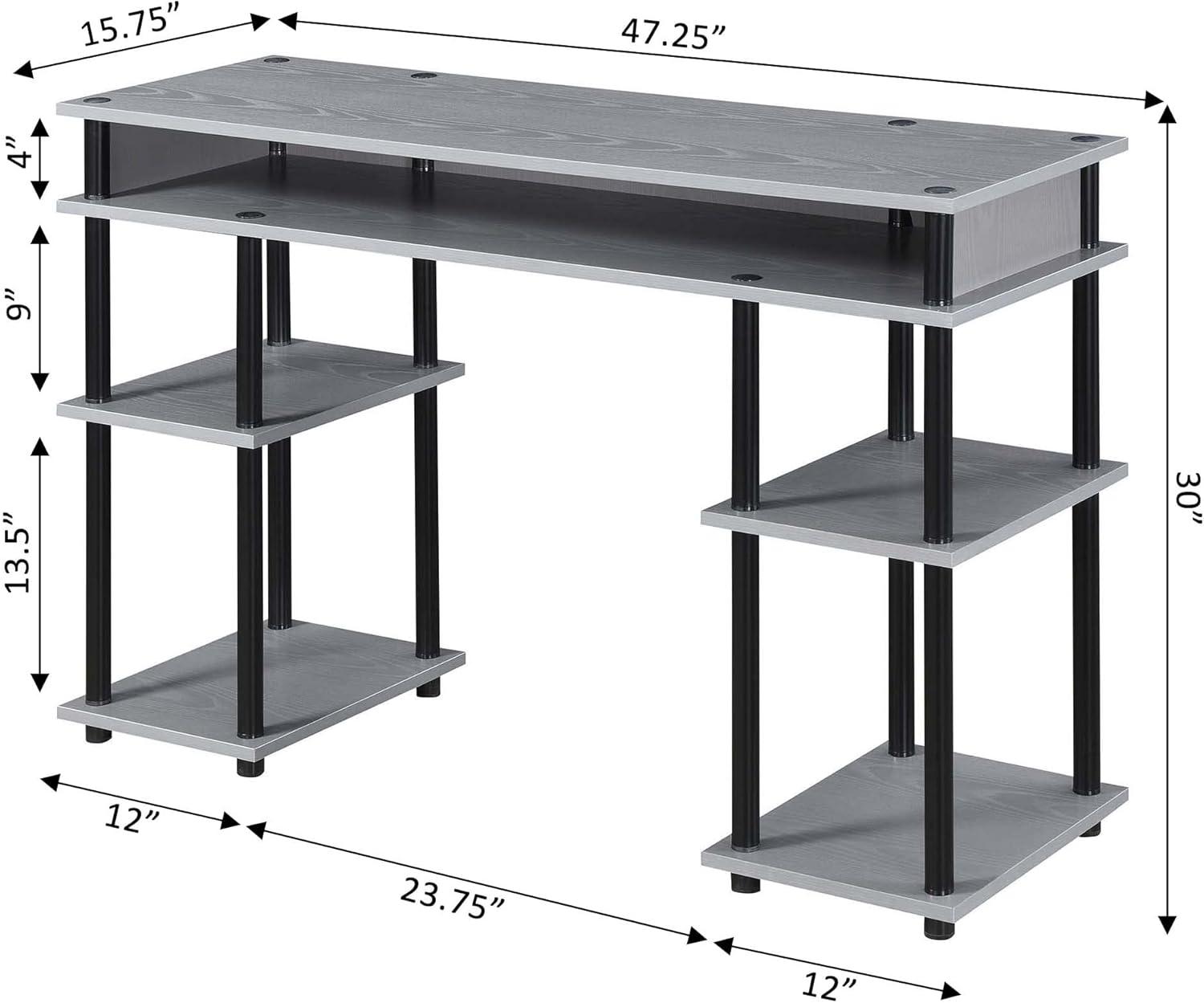 Modern Gray & Black No-Tools 48" Student Desk with Storage