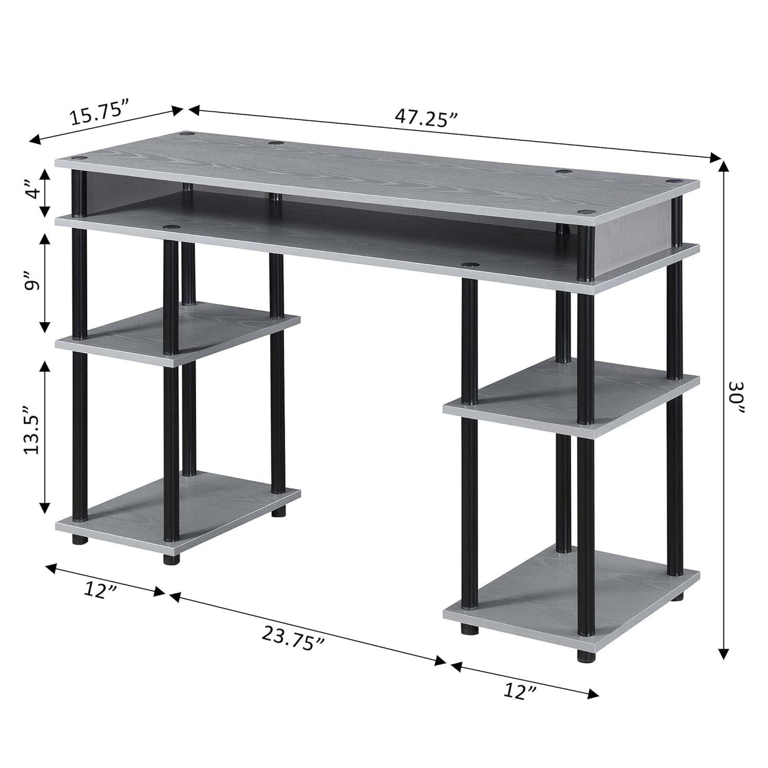 Designs2Go No-tools Student Desk in Gray Wood Finish and Black Steel Poles