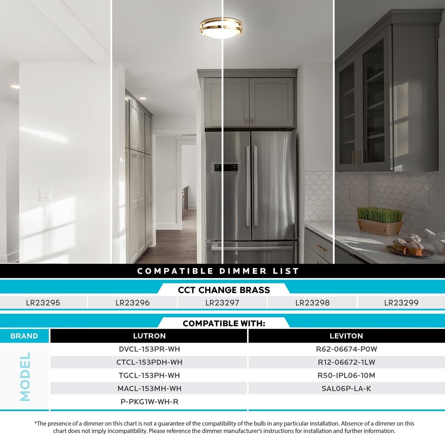 Luxrite 12 inch LED Flush Mount Ceiling Light, 5 Color Selectable 2700K-5000K, Dimmable, 14W, 1120 Lumens, ETL Listed, Matte Black