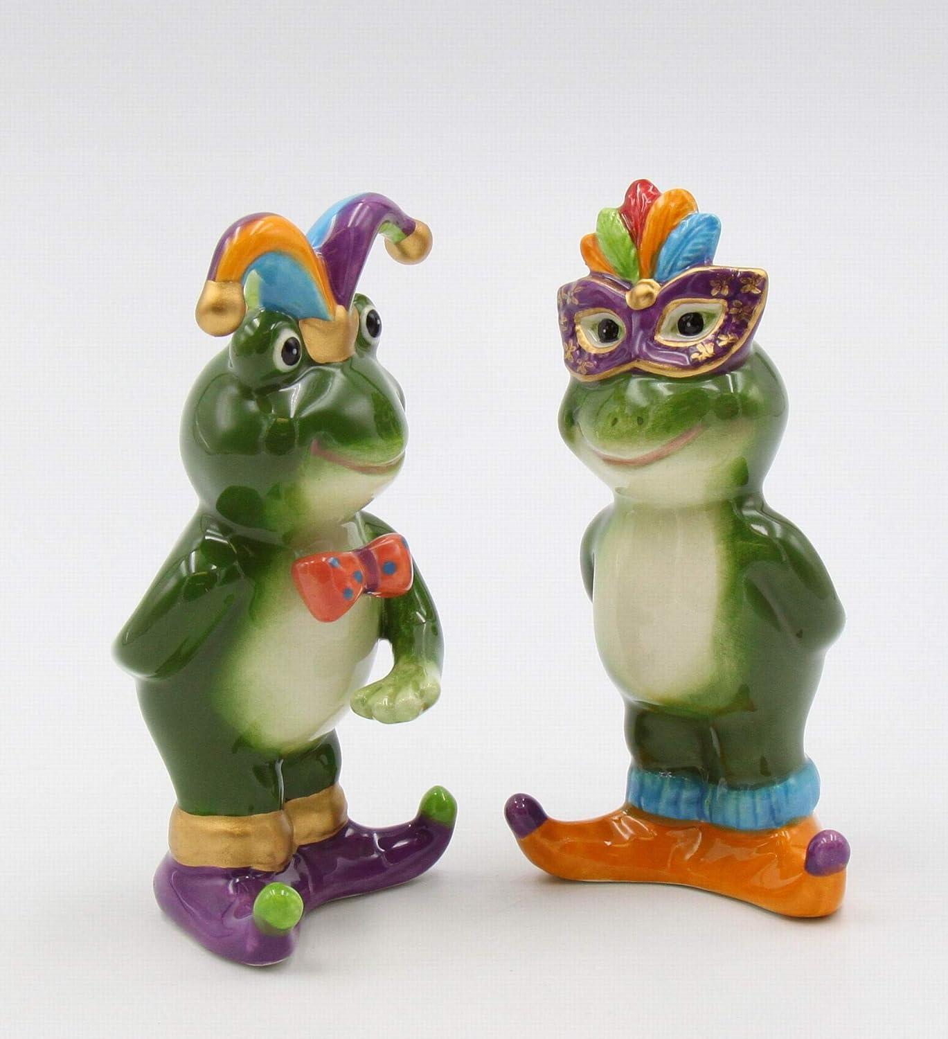 Mardi Gras Ceramic Frog Salt and Pepper Shakers Kitchen Gift Set
