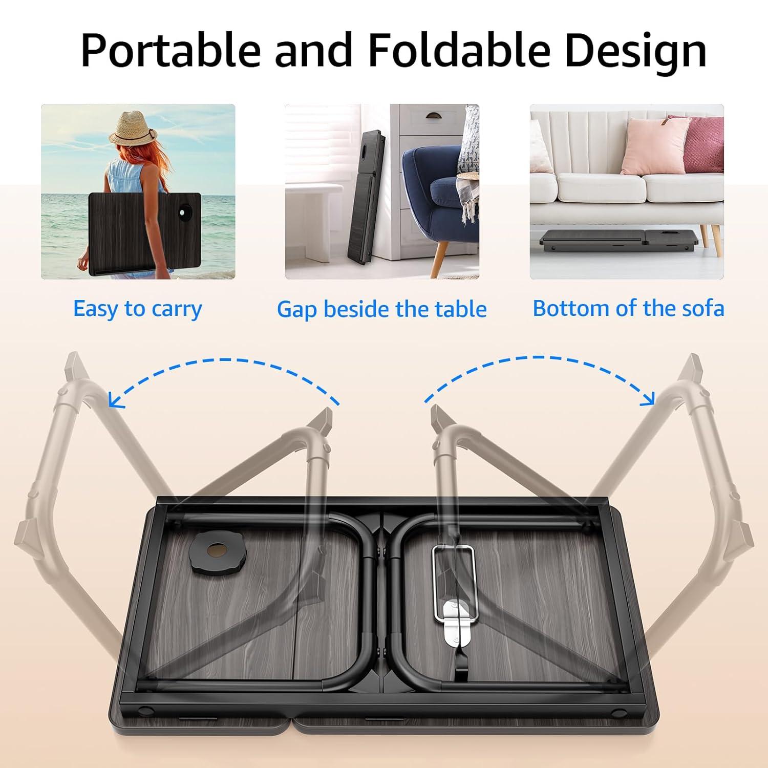 Laptop Desk for Bed, Geyryt Portable Lap Desk Bed Tray Table with Cup Holder Bed Desk for Laptop and Writing Reading Working Eating Gaming in Bed Sofa Floor (Light Weight)
