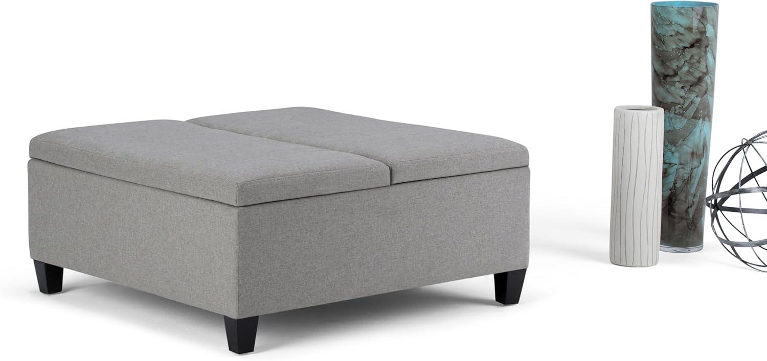 Ellis 36" Dove Grey Linen Look Fabric Coffee Table Ottoman