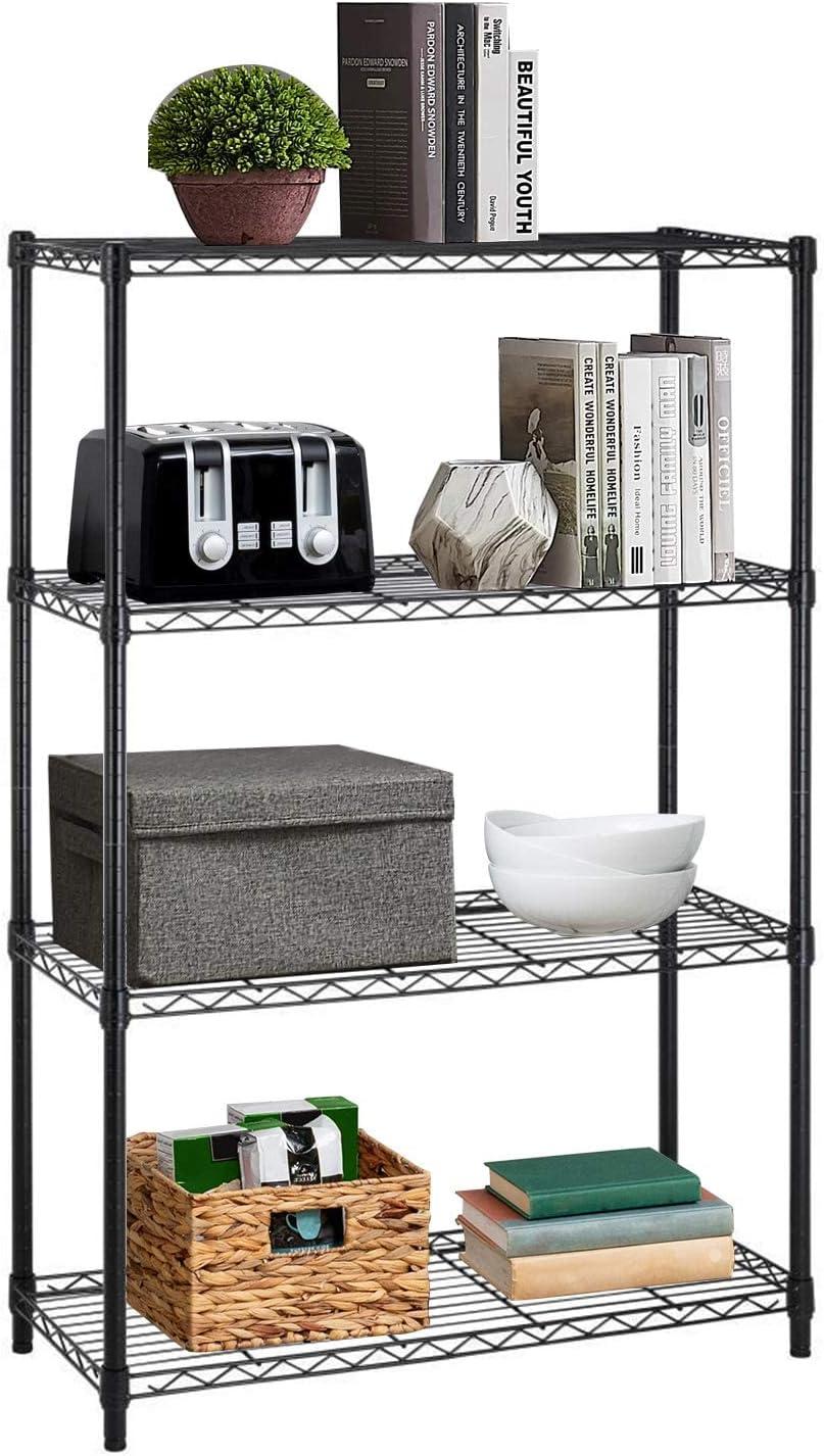 Adjustable Black 4-Tier Wire Kitchen Shelf