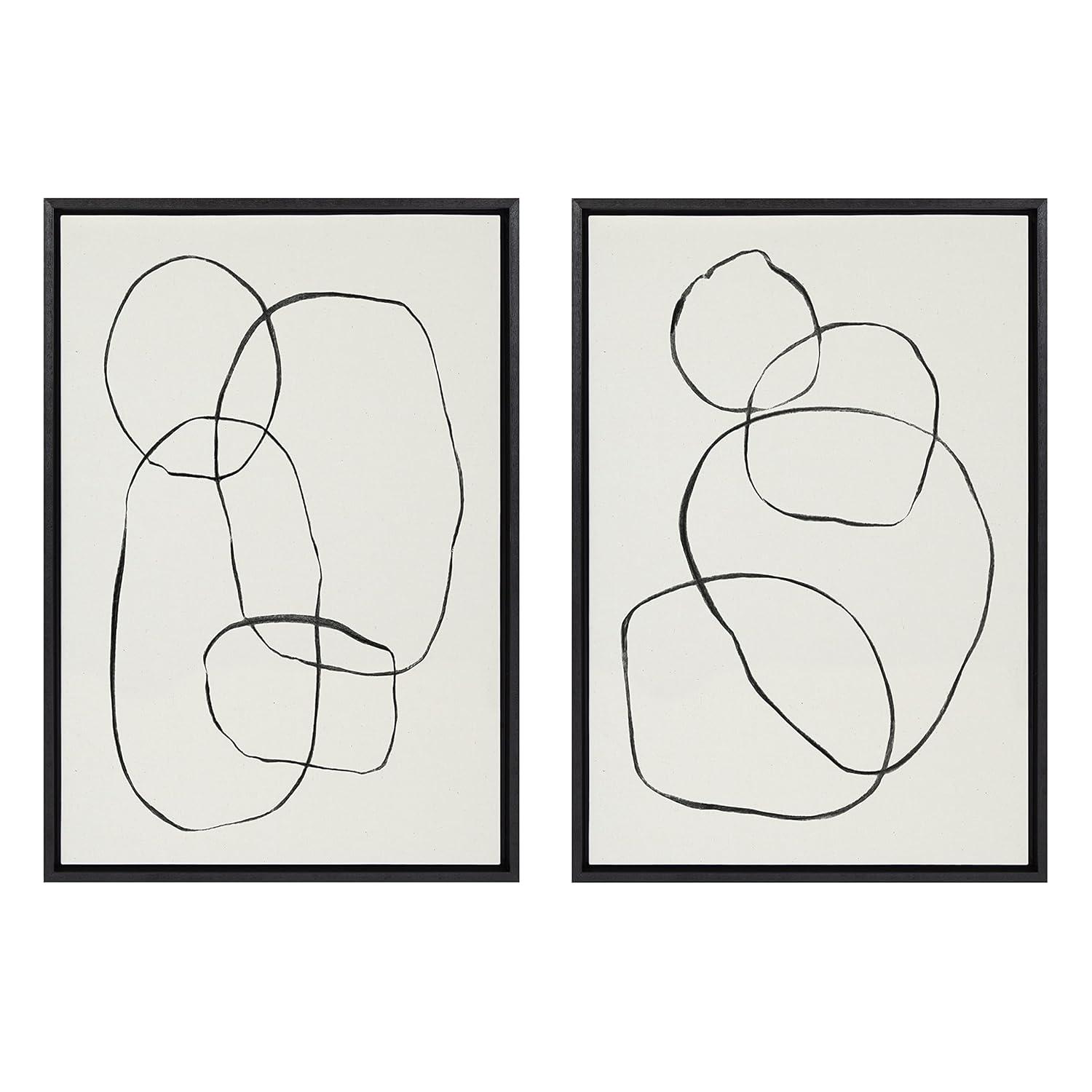 Kate and Laurel " 871 Modern Circles Flinen (left) & 869 Going In Circles Flinen (right) " by Teju Reval 2 - Pieces