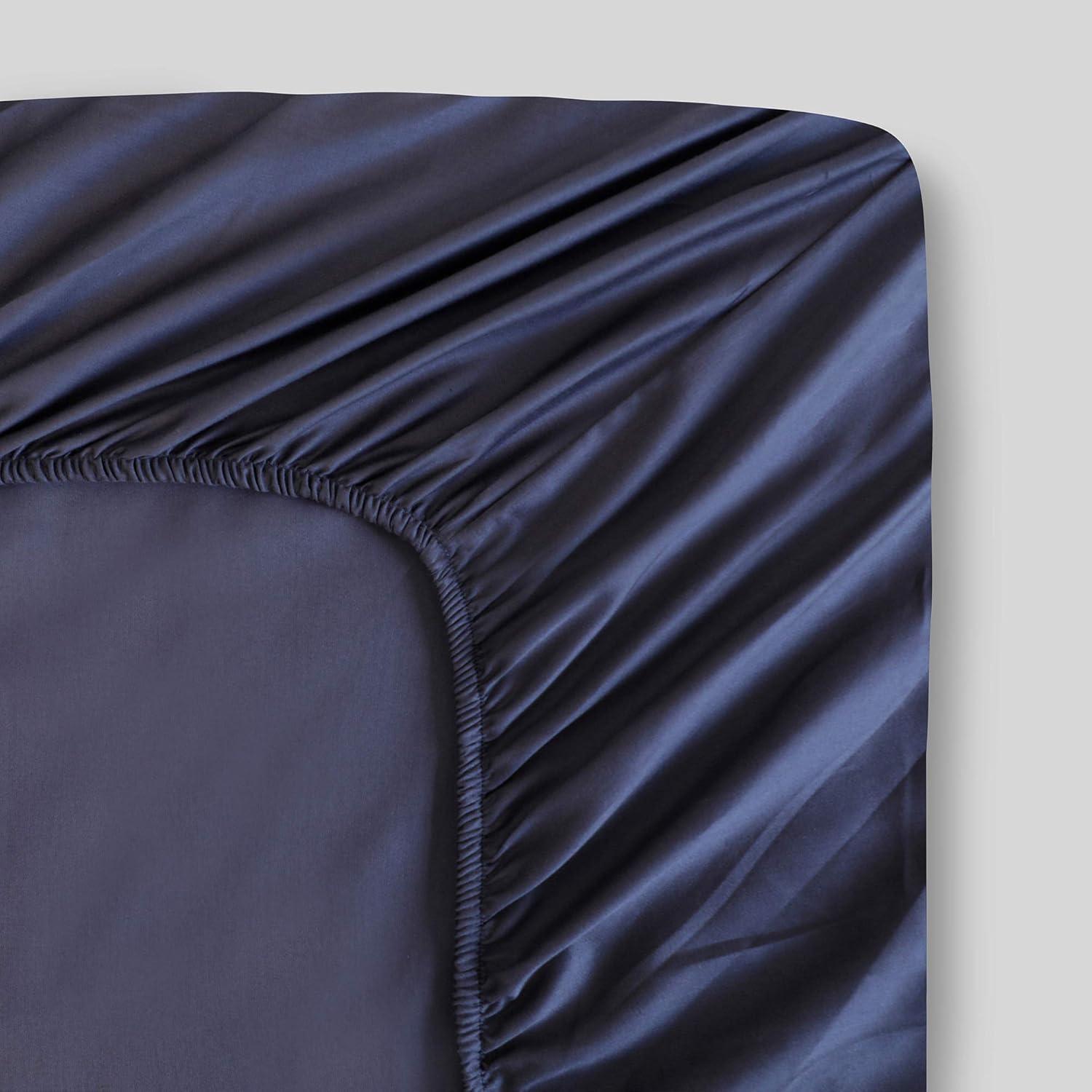 Fabdreams 300 Thread Count Certified Organic Cotton Percale Fitted Sheet (Twin XL, Dark Grey)