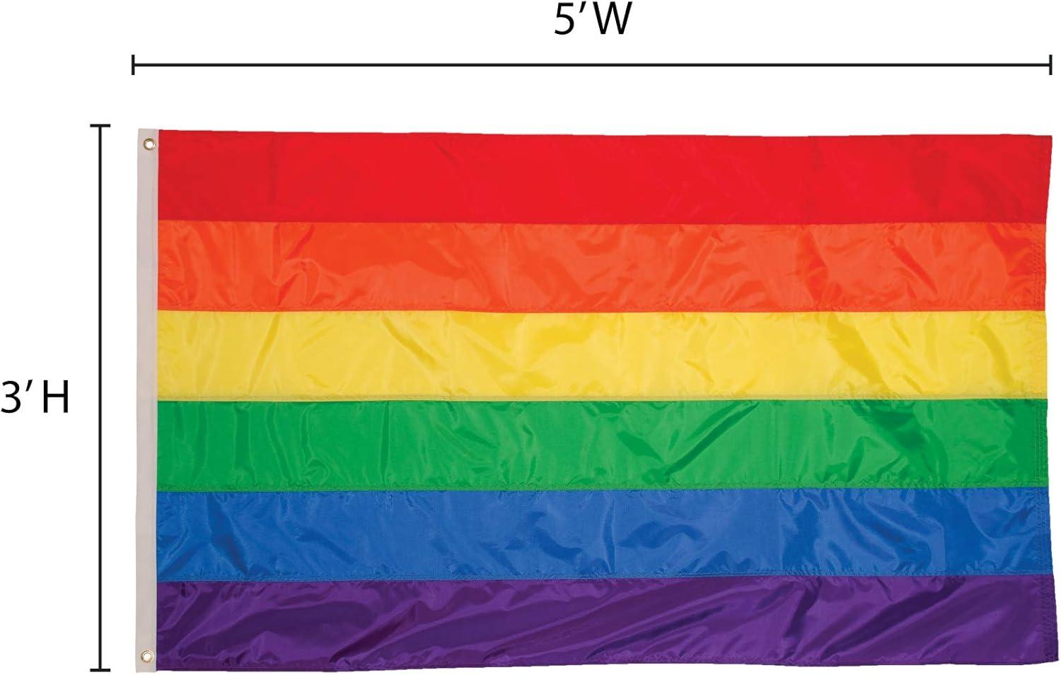 In the Breeze 3699 — Rainbow Flag - Rainbow Grommet Flag with Sewn Stripes - 3 x 5 Feet