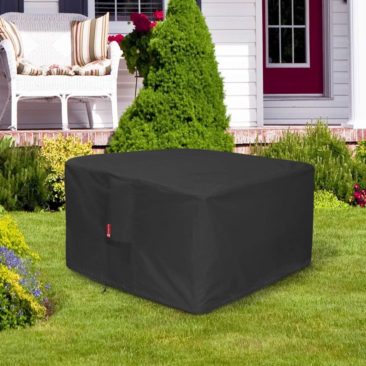 Gas Fire Pit Cover Square - Premium Patio Outdoor Cover Heavy Duty Fabric with PVC Coating,100% Waterproof,Anti-Crack,Fits for 30 inch,31 inch,32 inch Fire Pit / Table Cover (32”L x 32”W x 24”H,