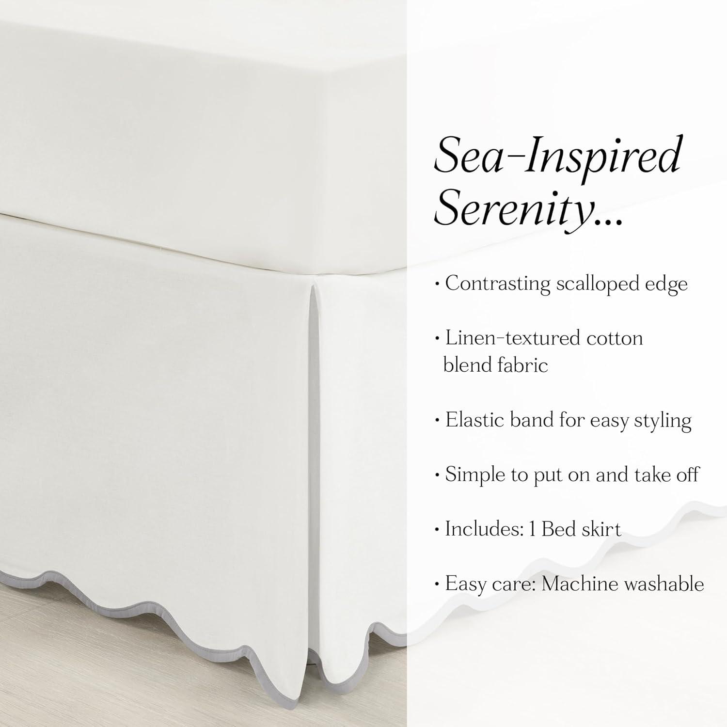 Coastal Chic Scallop Wrap Around Bed Skirt