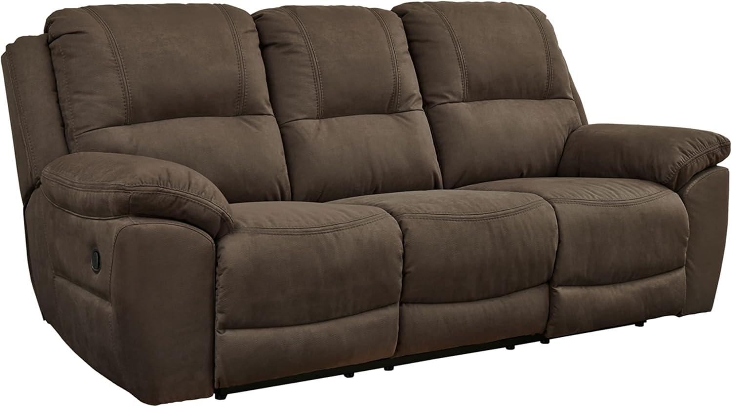 Espresso Faux Leather Tufted Reclining Sofa with Pillow-top Arms