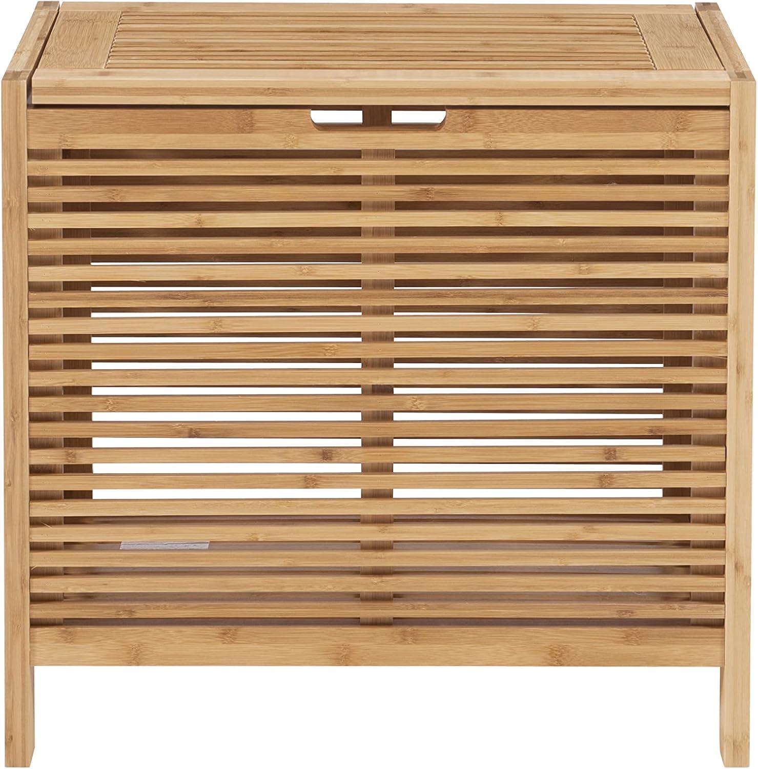 Bracken Natural Bamboo Upright Hamper with Safety Lid