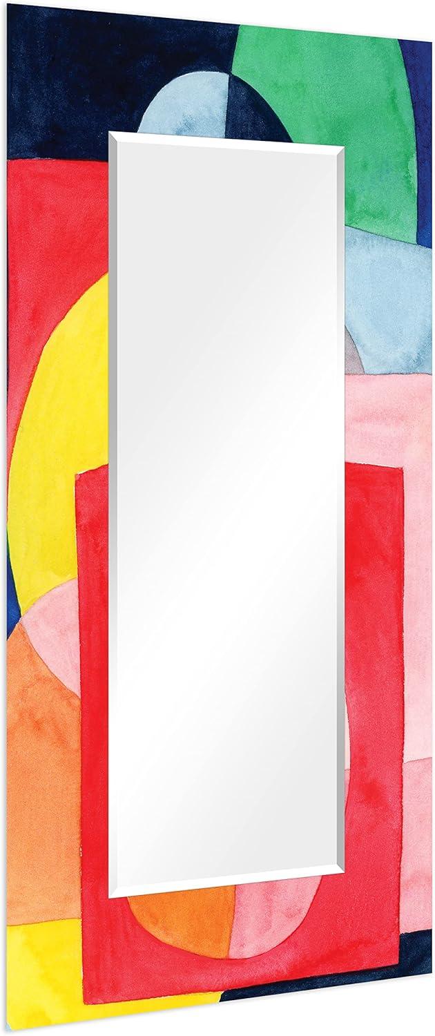 Colorful Abstract Rectangular Frameless Wall Mirror, 72" x 36"