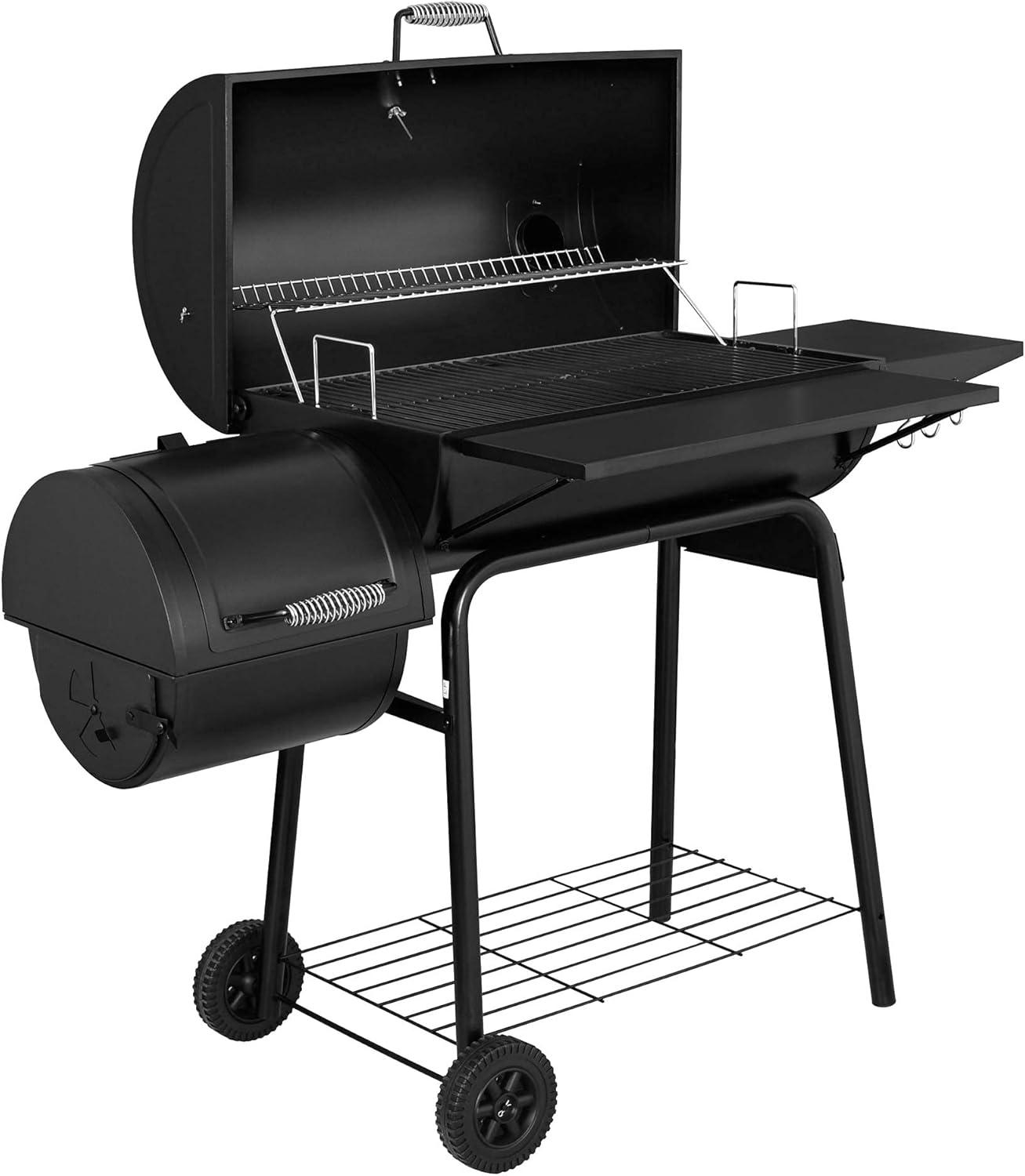 Royal Gourmet 30" Barrel Charcoal Grill with Smoker, Side Table and Cover