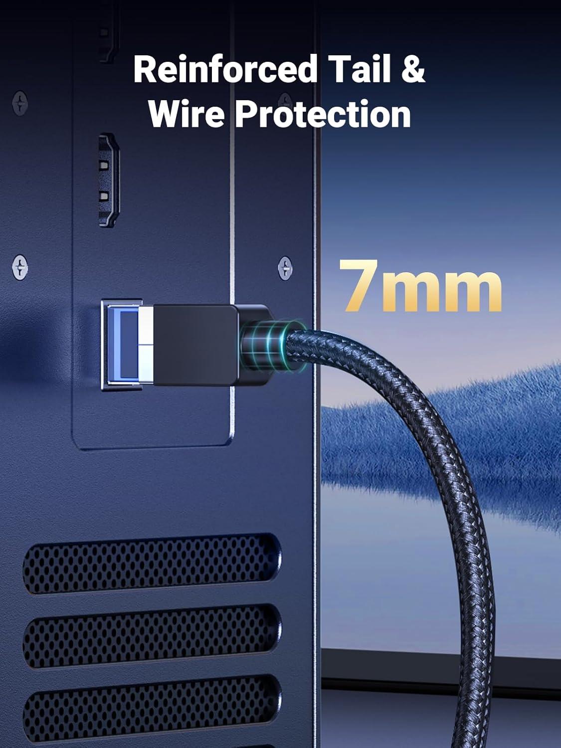 UGREEN Cat 8 High-Speed Ethernet Cable, Nylon Braided Durable Internet Cable RJ45 Lan Cable, 15 ft