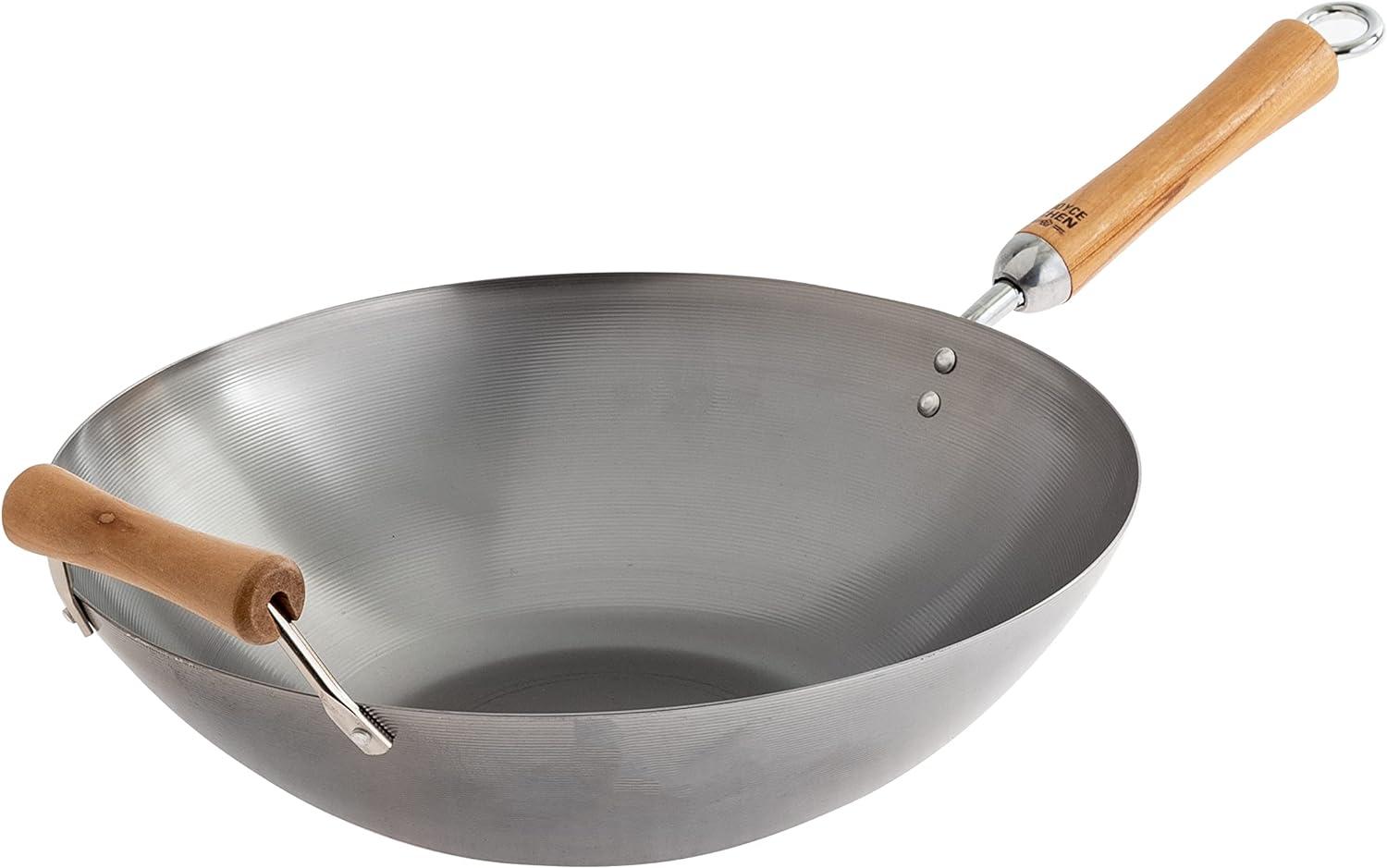 14-Inch Carbon Steel Wok with Birch Handles